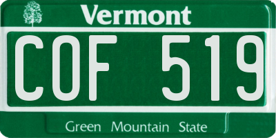 VT license plate COF519