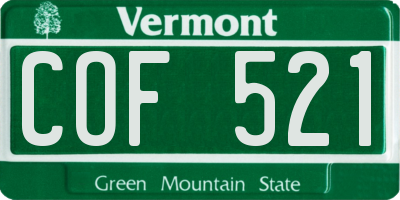 VT license plate COF521