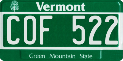VT license plate COF522