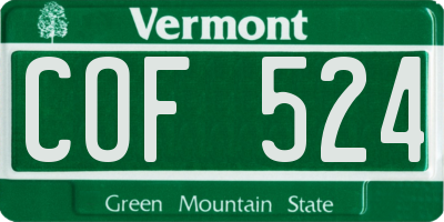 VT license plate COF524