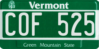 VT license plate COF525