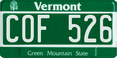 VT license plate COF526