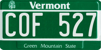 VT license plate COF527