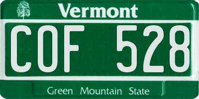 VT license plate COF528