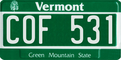 VT license plate COF531