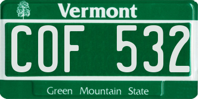 VT license plate COF532