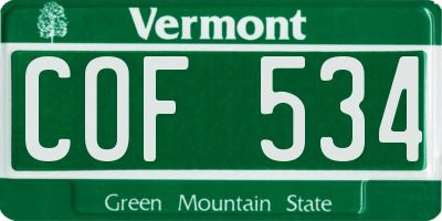 VT license plate COF534