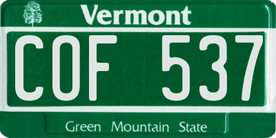 VT license plate COF537