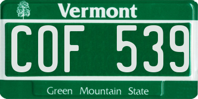 VT license plate COF539