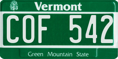 VT license plate COF542