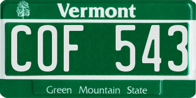 VT license plate COF543