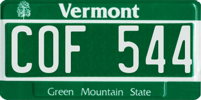 VT license plate COF544