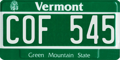 VT license plate COF545