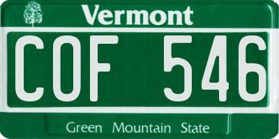VT license plate COF546