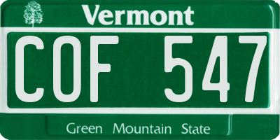VT license plate COF547
