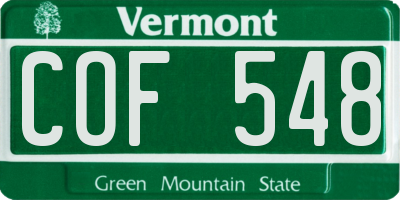 VT license plate COF548