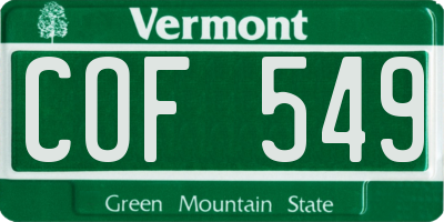 VT license plate COF549