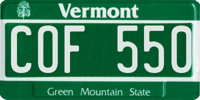 VT license plate COF550