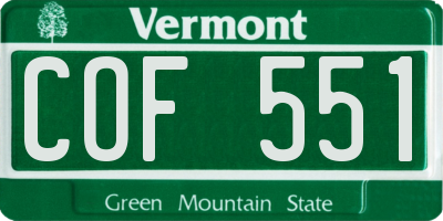 VT license plate COF551