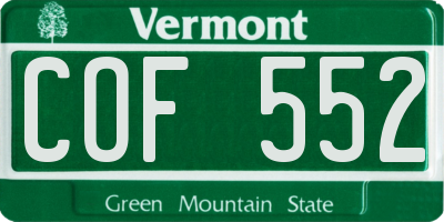 VT license plate COF552