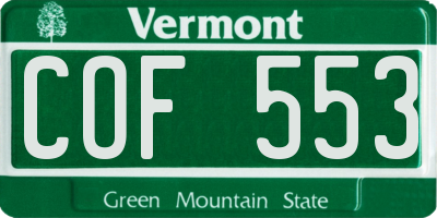 VT license plate COF553