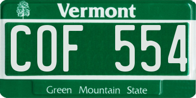 VT license plate COF554