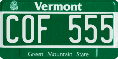 VT license plate COF555