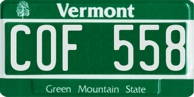 VT license plate COF558