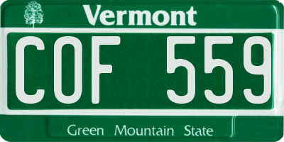 VT license plate COF559
