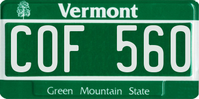 VT license plate COF560