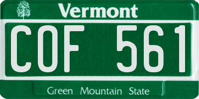 VT license plate COF561