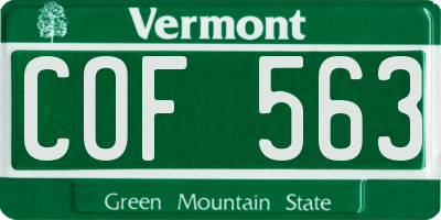 VT license plate COF563