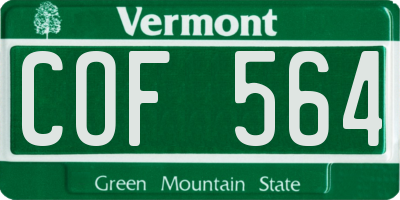 VT license plate COF564