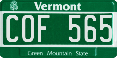 VT license plate COF565