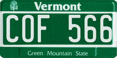 VT license plate COF566