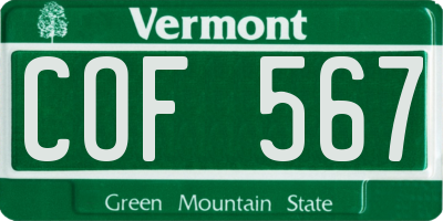 VT license plate COF567
