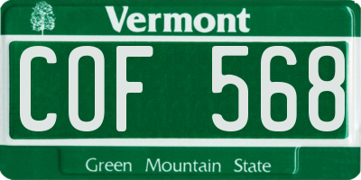 VT license plate COF568
