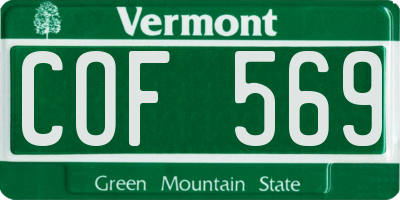 VT license plate COF569
