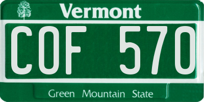 VT license plate COF570