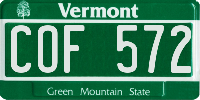 VT license plate COF572