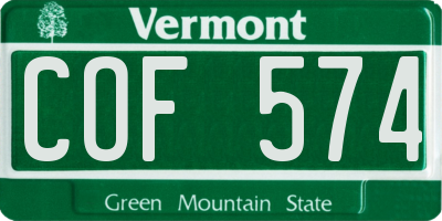 VT license plate COF574