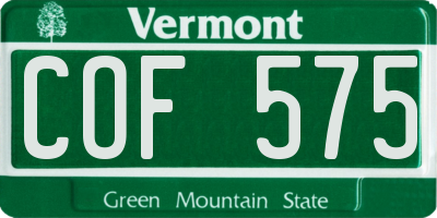 VT license plate COF575