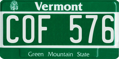 VT license plate COF576