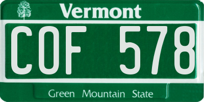 VT license plate COF578