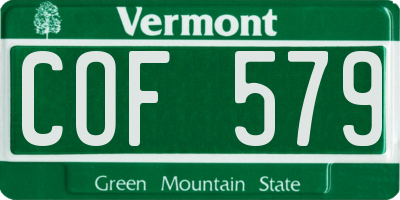 VT license plate COF579