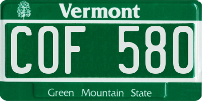 VT license plate COF580