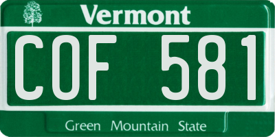 VT license plate COF581