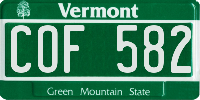 VT license plate COF582