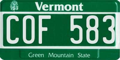 VT license plate COF583
