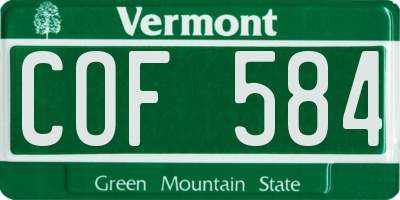 VT license plate COF584